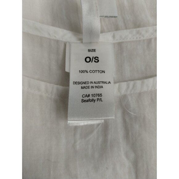 Seafolly Australia Womens One Size White Cotton Linen Kaftan Dress Swim Coverup - Picture 3 of 7
